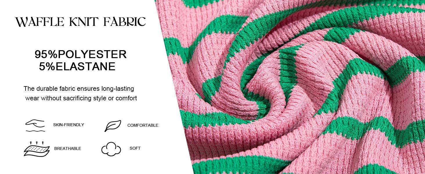 Imily Bela Womens Oversized Striped Sweatshirts Henley Shirts Color Block Casual Pullover Waffle Knit Tops