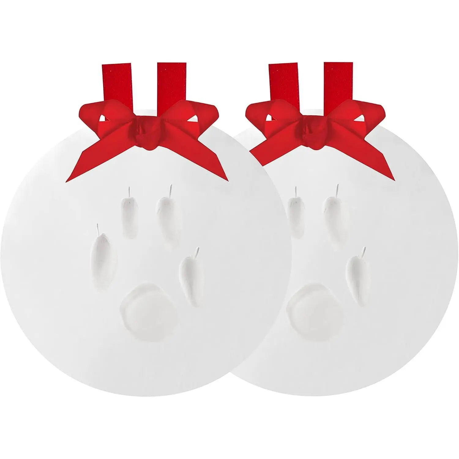 Pawprints 2-Pack Christmas Ornament, DIY No Mess Pet Paw Print Holiday Clay Keepsake Kit, Dog or Cat Stocking Stuffer Gift