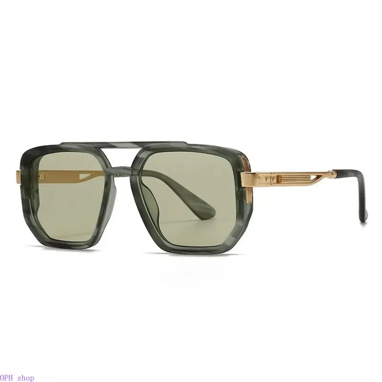 Unisex Classic Aviator Sunglasses, Lightweight Retro Metal Frame with Double Bridge, Multi-Color Gradient Lenses for Driving & Outdoor Use, C3 Olive Green Frame/Green Lens