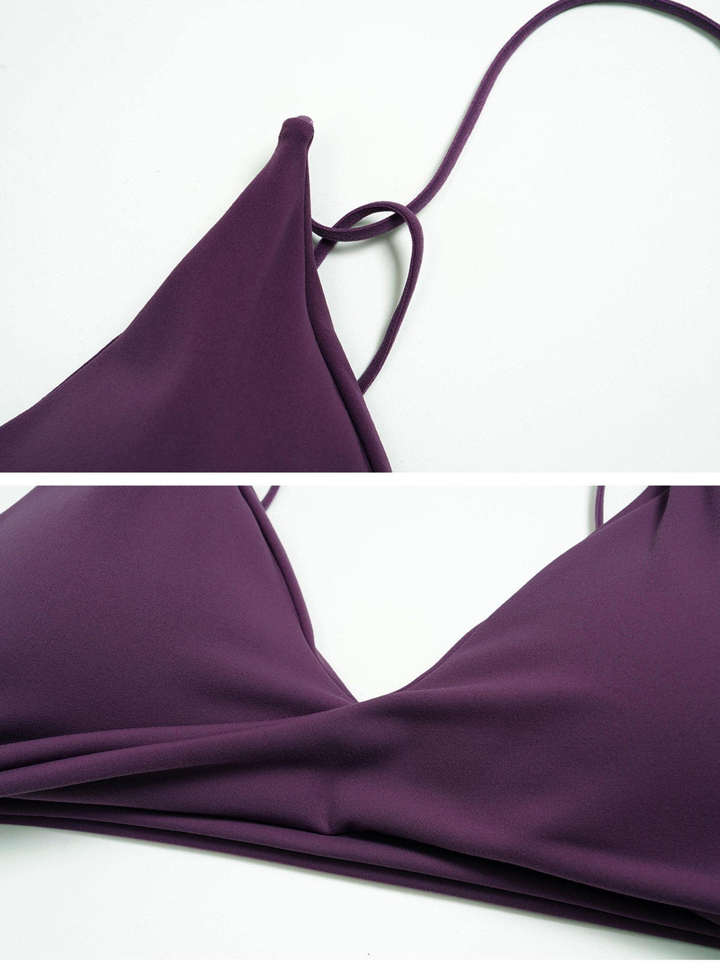 DFYNE Seamless Thin Strap Bandeau Top |   Front twisted back design for a supportive and flattering look, high elasticity and skin-friendly fabric that won't dig into your shoulders, providing a bare-skin feel during exercise.