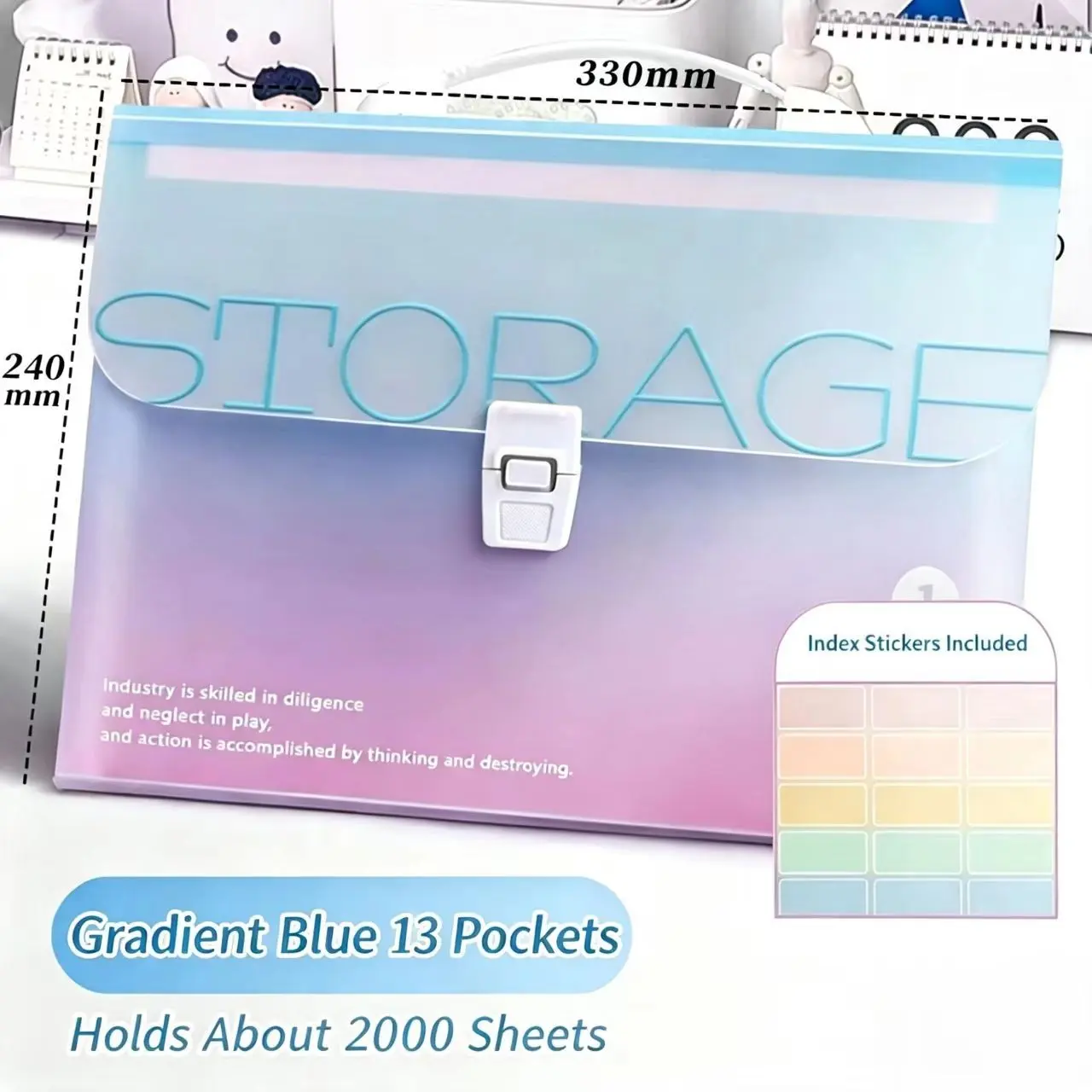 Gradient 13 Large Capacity Pocket Expandable File Folder with Handle, A4 Size Document Organizer, Portable Paper Storage Bag for School Office Supplies