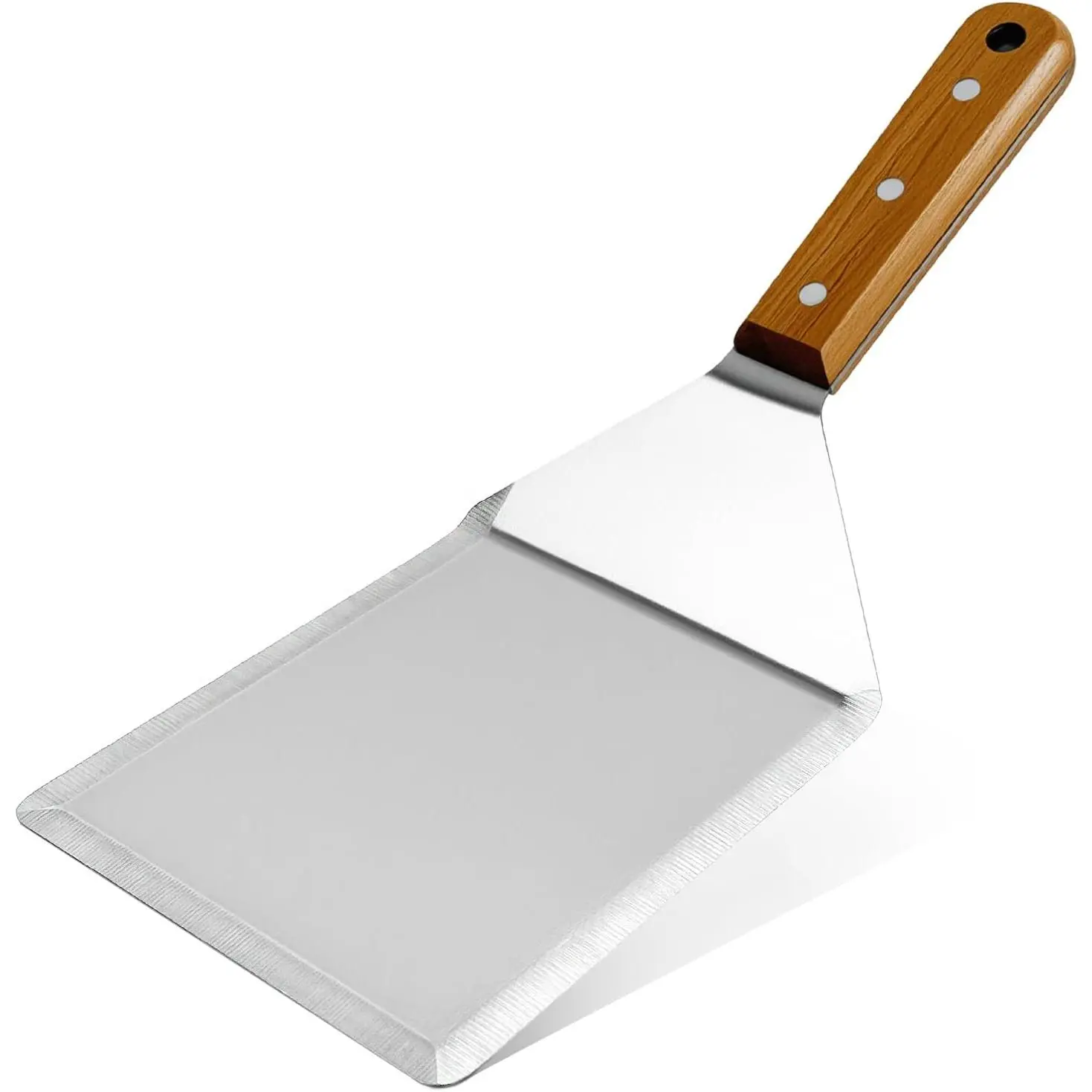 Smash Burger Spatula, 6x5 Inch Extra Wide Griddle Spatula Heavy Duty Stainless Steel Turner with Wooden Handle for BBQ, Grills and Flat Top Cooking