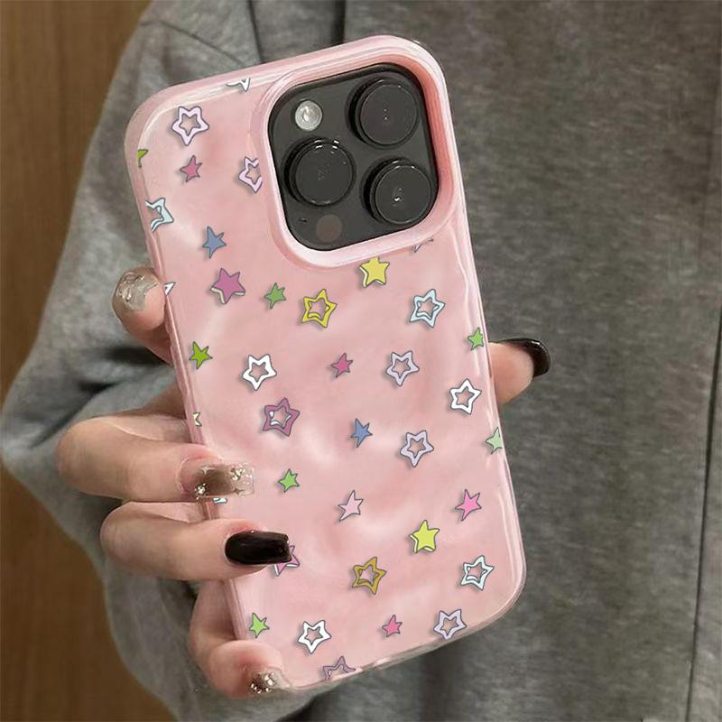 Cute star pattern design phone case, compatible with iPhone 17/16/15/14/13/12/11, full protection shockproof soft case, suitable as a holiday gift for friends, family, or yourself