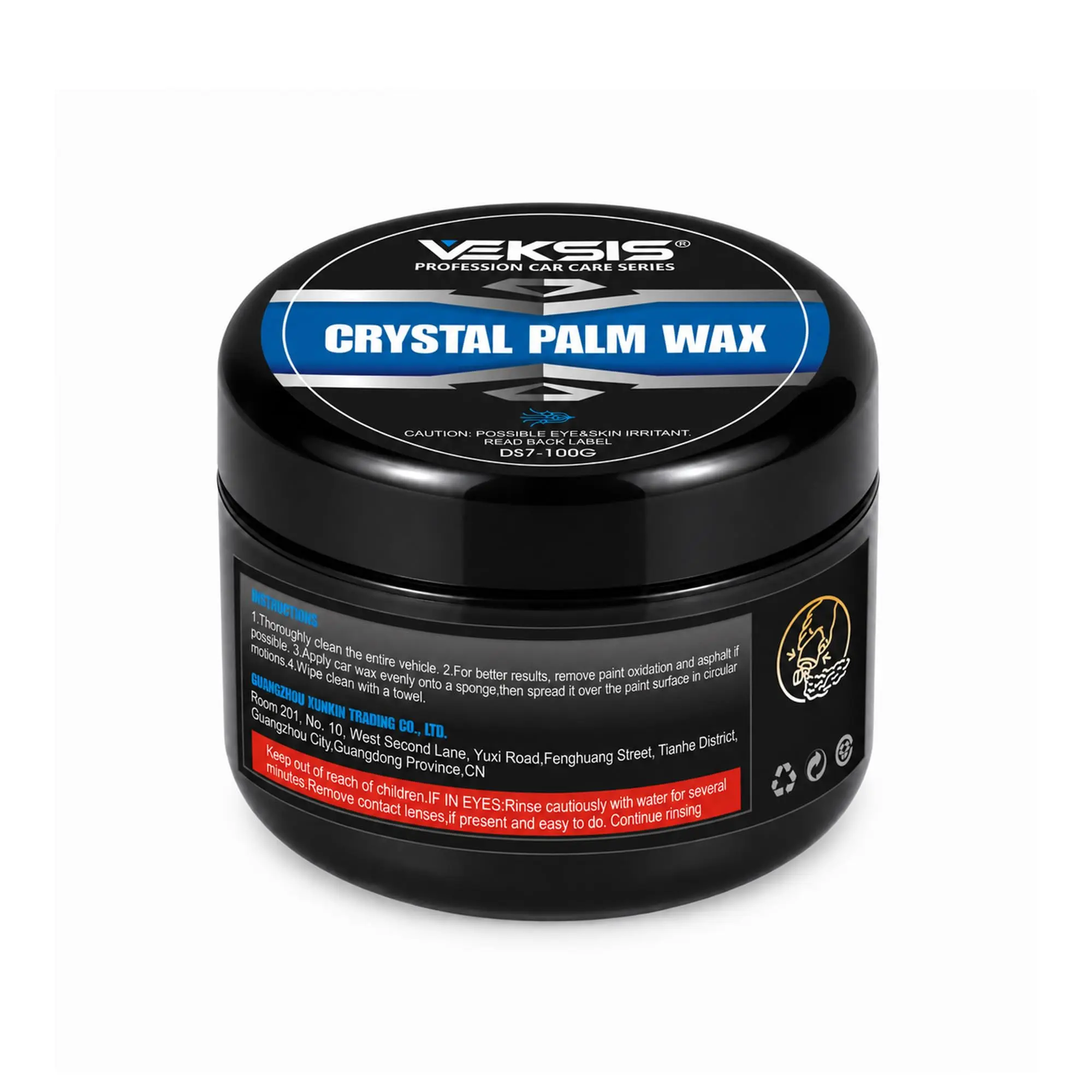 Veksis Crystal Palm Wax – 100g Brazilian Carnauba Car Wax Paste, Natural Car Paint Protection, High Gloss Mirror Shine, UV Protection, Easy to Apply and Wipe Off, for Cars Trucks SUVs