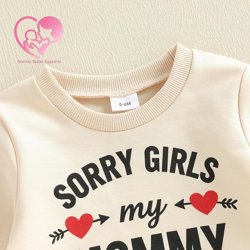 (70%Cotton) Toddler Boy Valentine's Day Outfit Heart Letter Long Sleeve Sweatshirt Solid Joggers 2 Piece Set Cute Valentine ClotheAs Baby Boy Spring Casual Wear My First Valentine Clothing