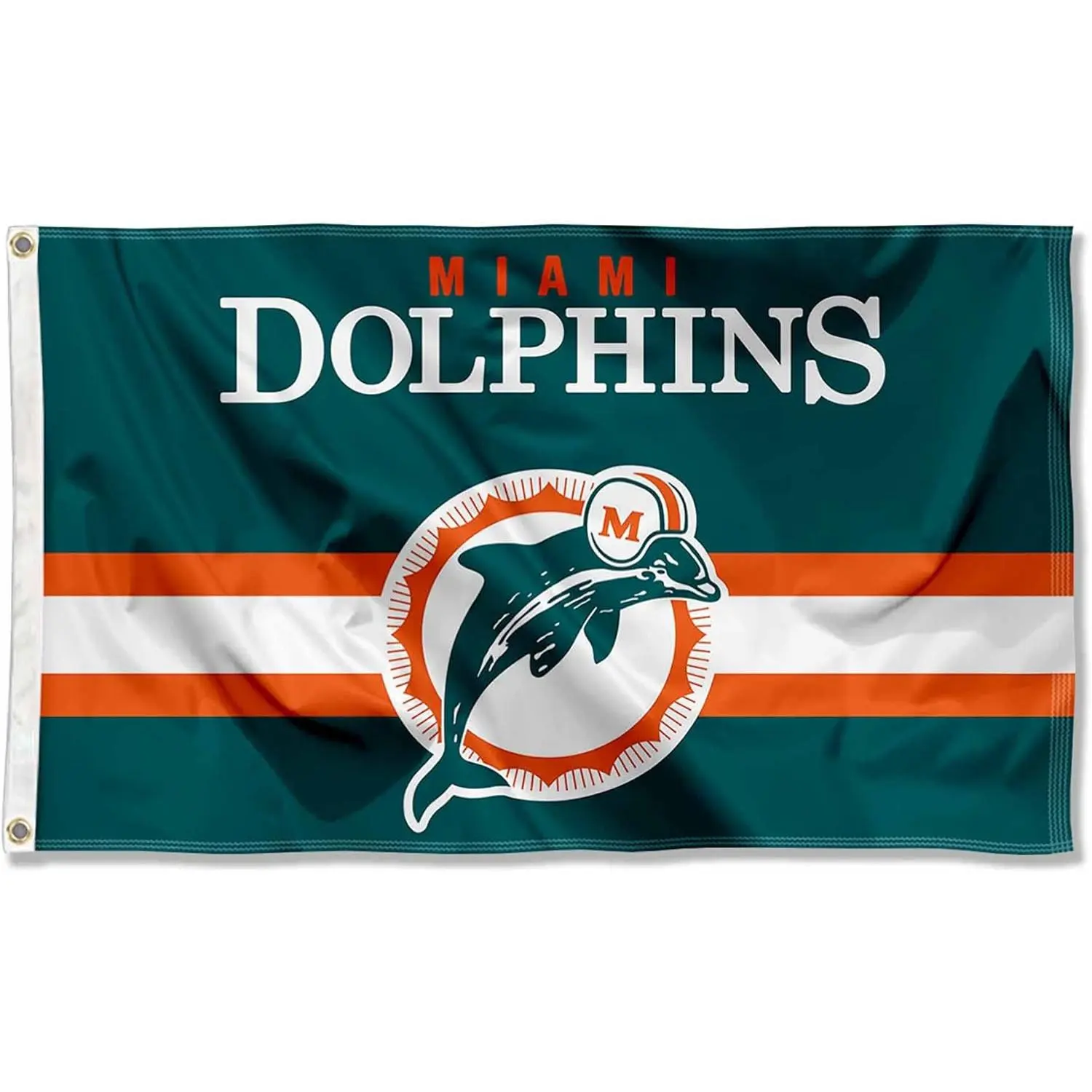 Dolphins Throwback Vintage 3x5ft/60x90cm Printed Banner Flag - Lightweight Sports Collectible for Outdoor, Party, Camping Decorations
