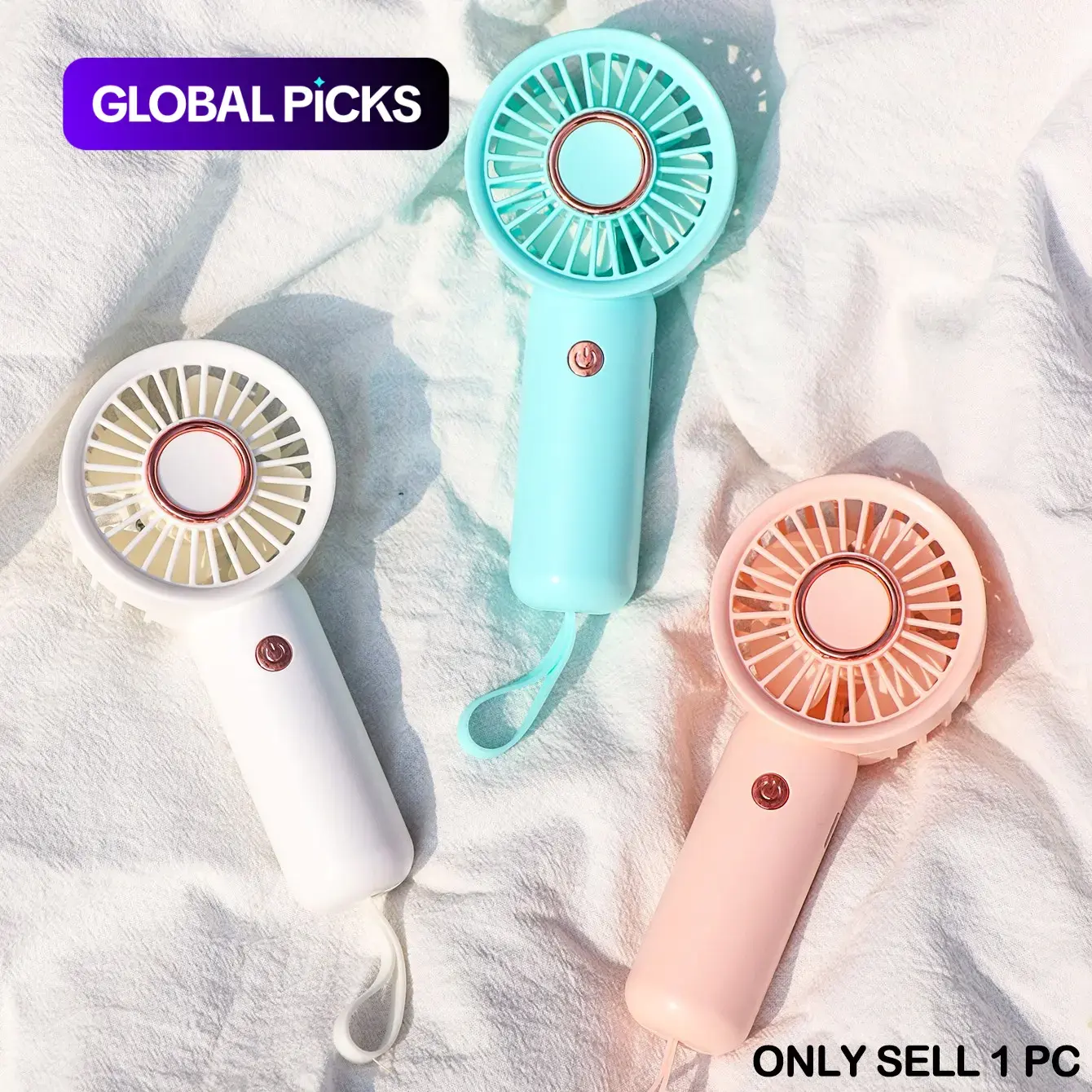 Portable Cordless Multipurpose Handheld Fan, 1-Count USB Rechargeable Mini Personal Fan, 3-Speed Settings for Women's Makeup, Outdoor, Travel, Office & Bedroom #GLOBAL PICKS