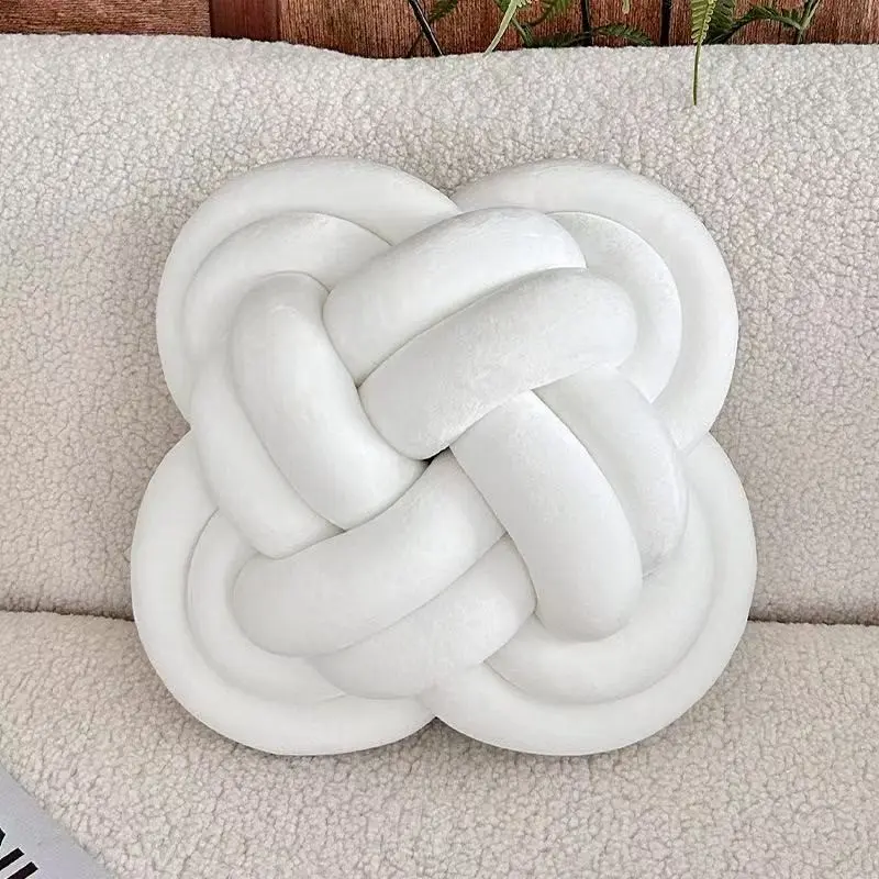 Handmade Braided Chinese Knot Pillow, Cashmere Roll Cushion, Sofa Pillow, Living Room Round Ball Backrest, Bed Headboard Support, Cushions For Sofa