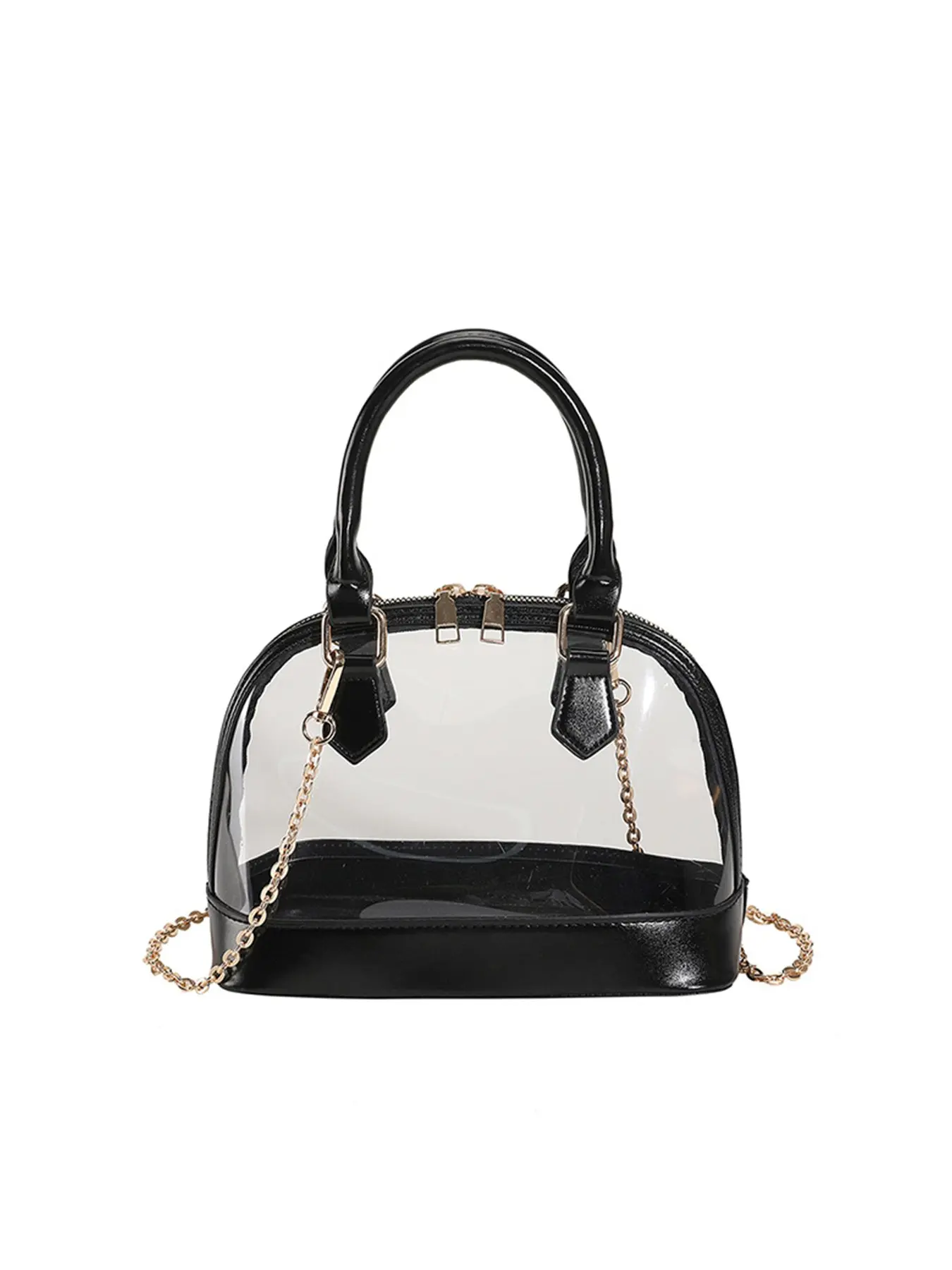Transparent Shell Shoulder Bag, Detachable Metal Chain Crossbody, and, Waterproof, Casual Style, PVC Material, Chain Crossbody Bags