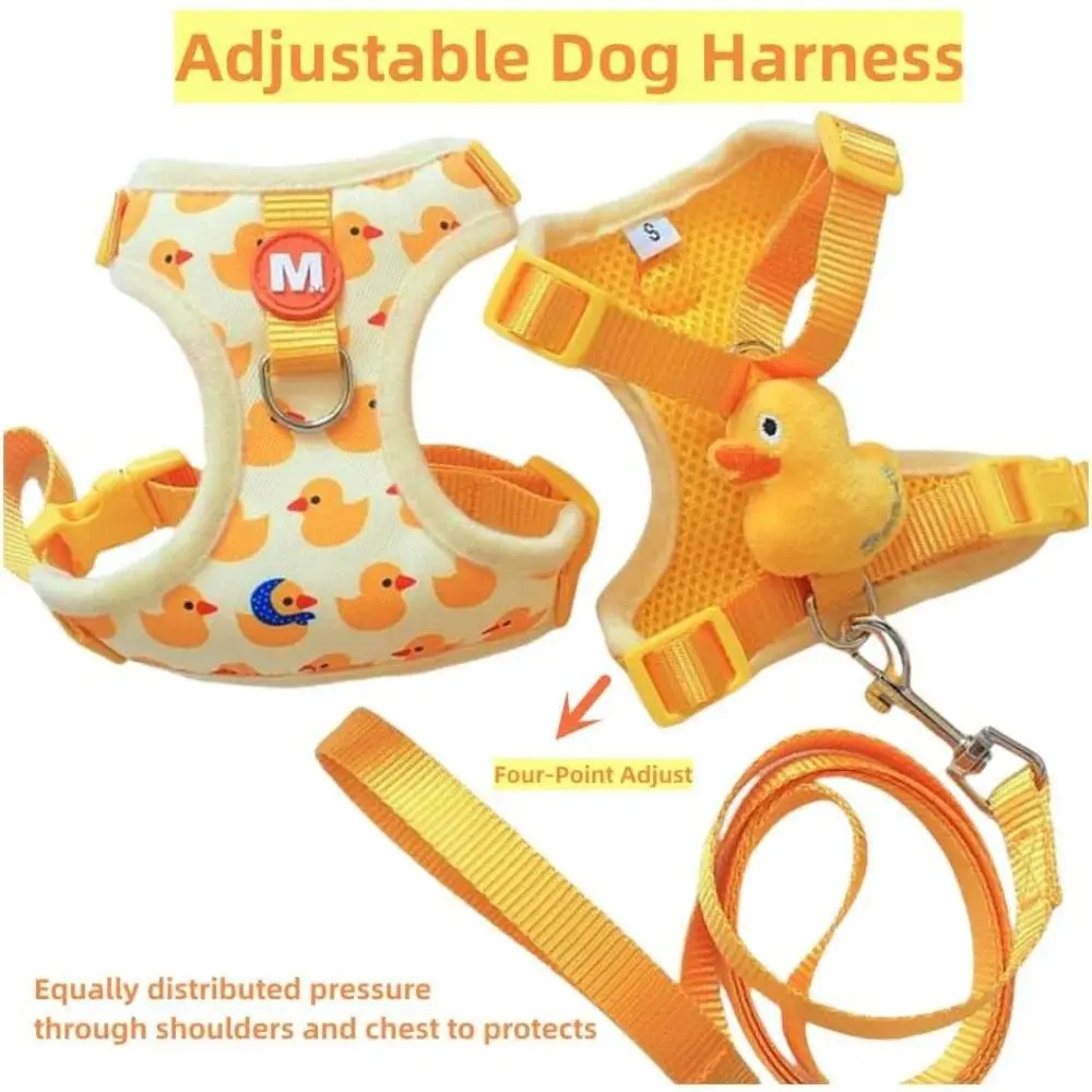 Small Dog Harness and Leash Set - 4-Point Adjustable Soft Mesh Vest Harness with Quick-Release Buckle, 5Ft Nylon Leash pink
