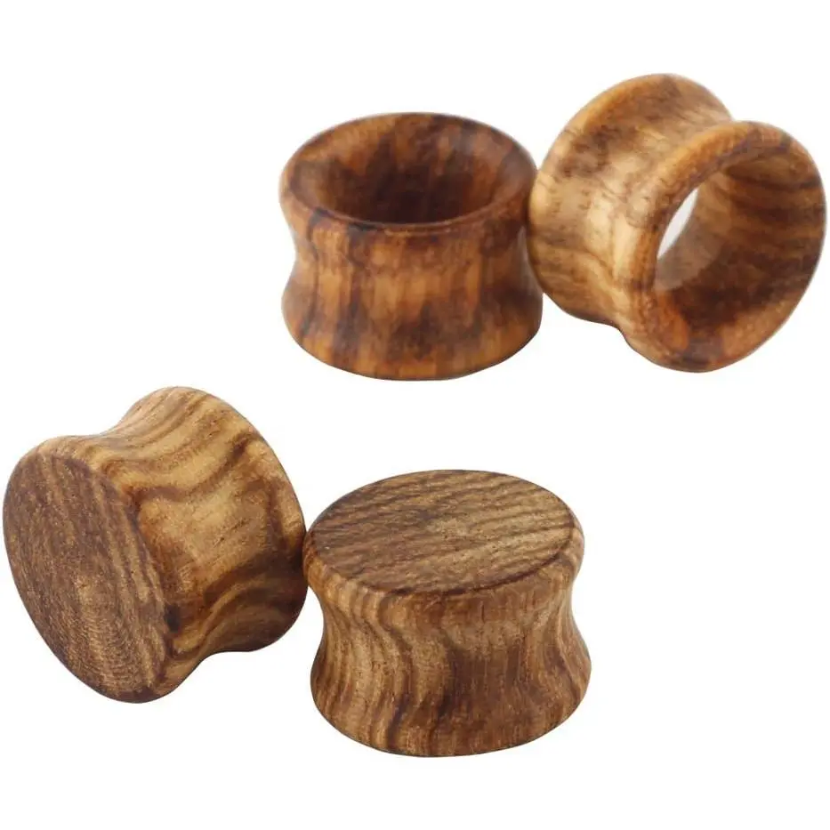 Pair  Brown   Double Flared Ear Tunnels Expander Plugs Stretcher