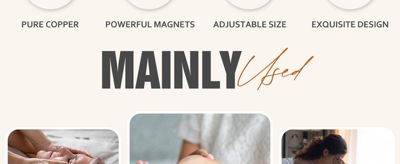 Jecanori Copper Bracelets for Women, Magnetic Bracelets for Women with 3800 Gauss Ultra Magnets and Sizing Tool, Elegant Round Gemstone Stretch Bangle