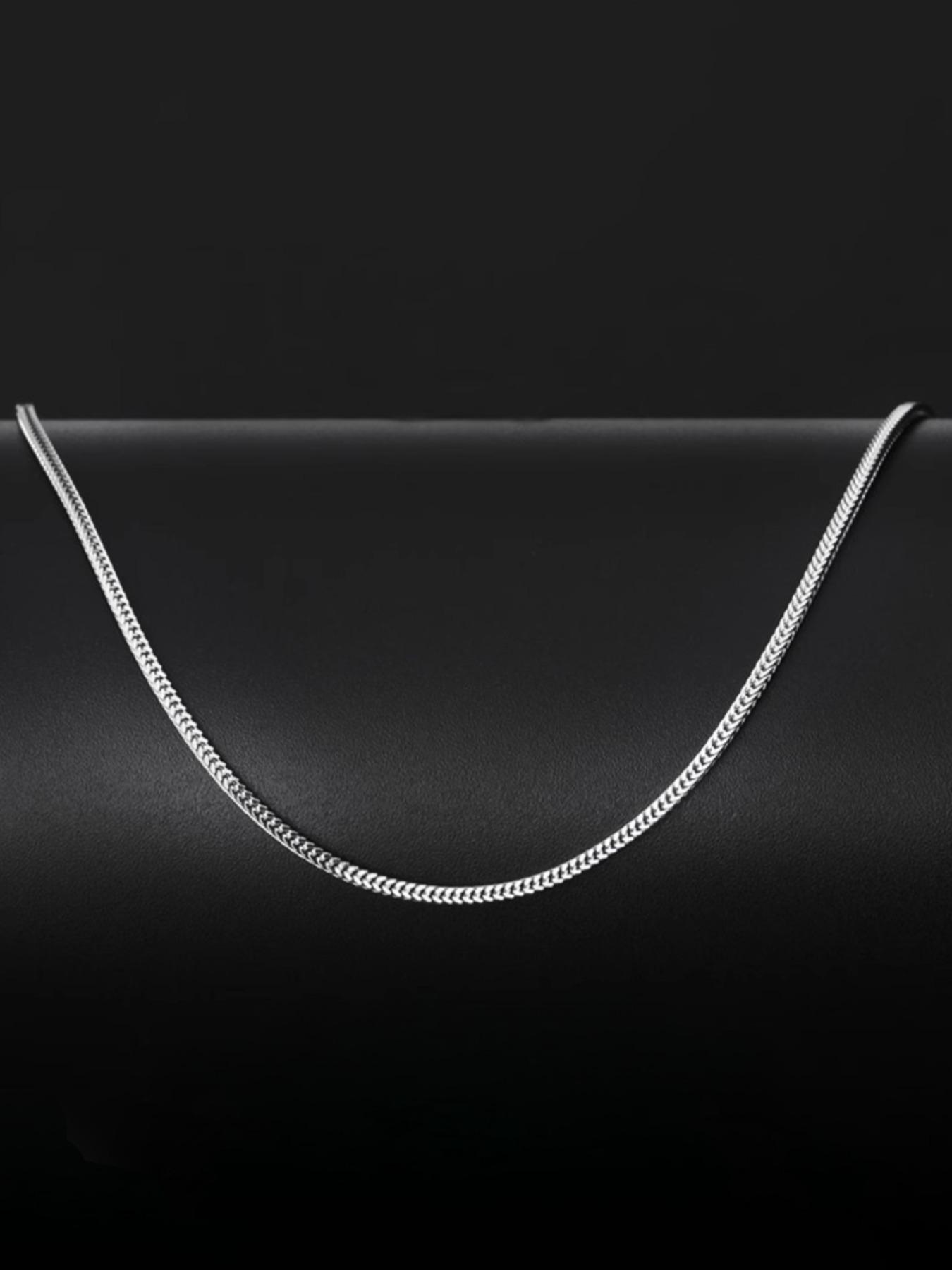 S925 Sterling Silver Simple Chain Necklace for Women & Men,  Valentine Gifts for Her, Fashion Jewelry for Party, Daily Clothing Decor, Trendy All-match & Exquisite Jewelry for Birthday Gift, Minimalist Chain Necklace