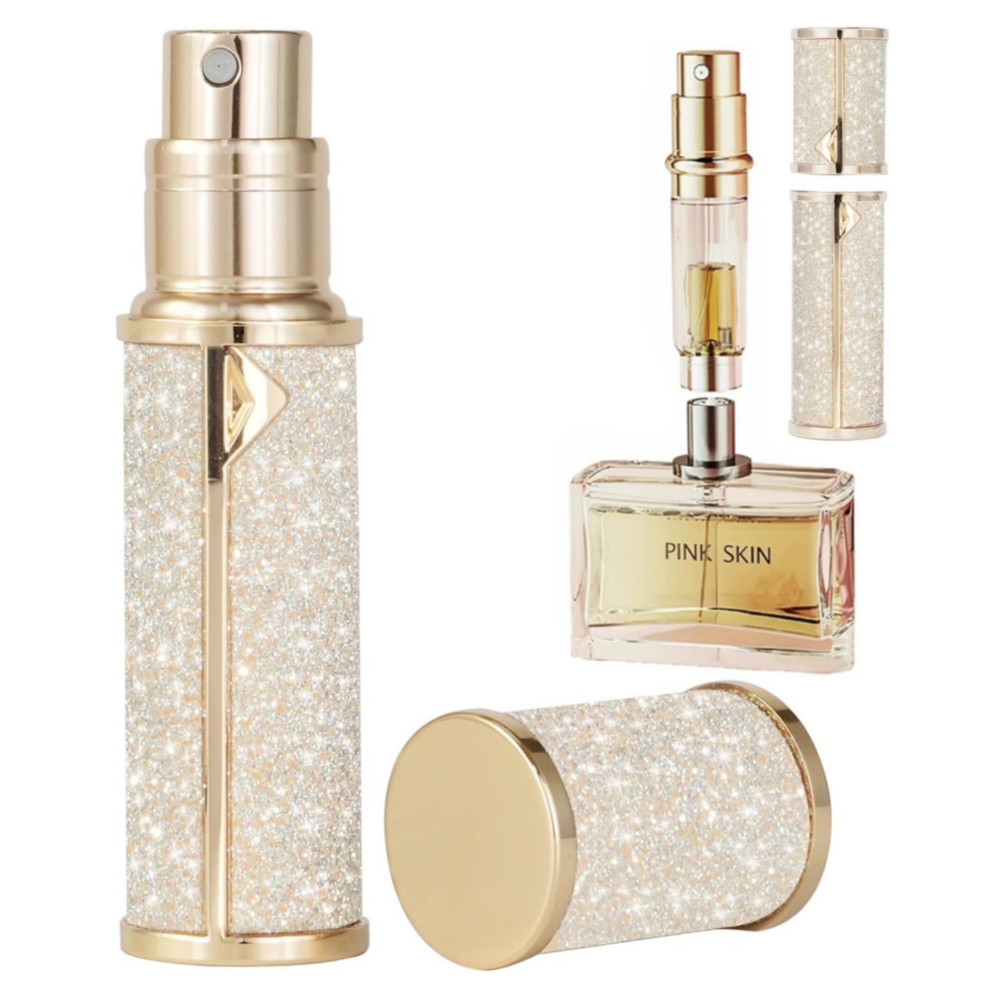 Pink Sparkling Travel Perfume Bottle, 1 Count Refillable Atomizer, Perfume Atomizer Bottle for Travel, Scent Sprayer Pump Fill Tool