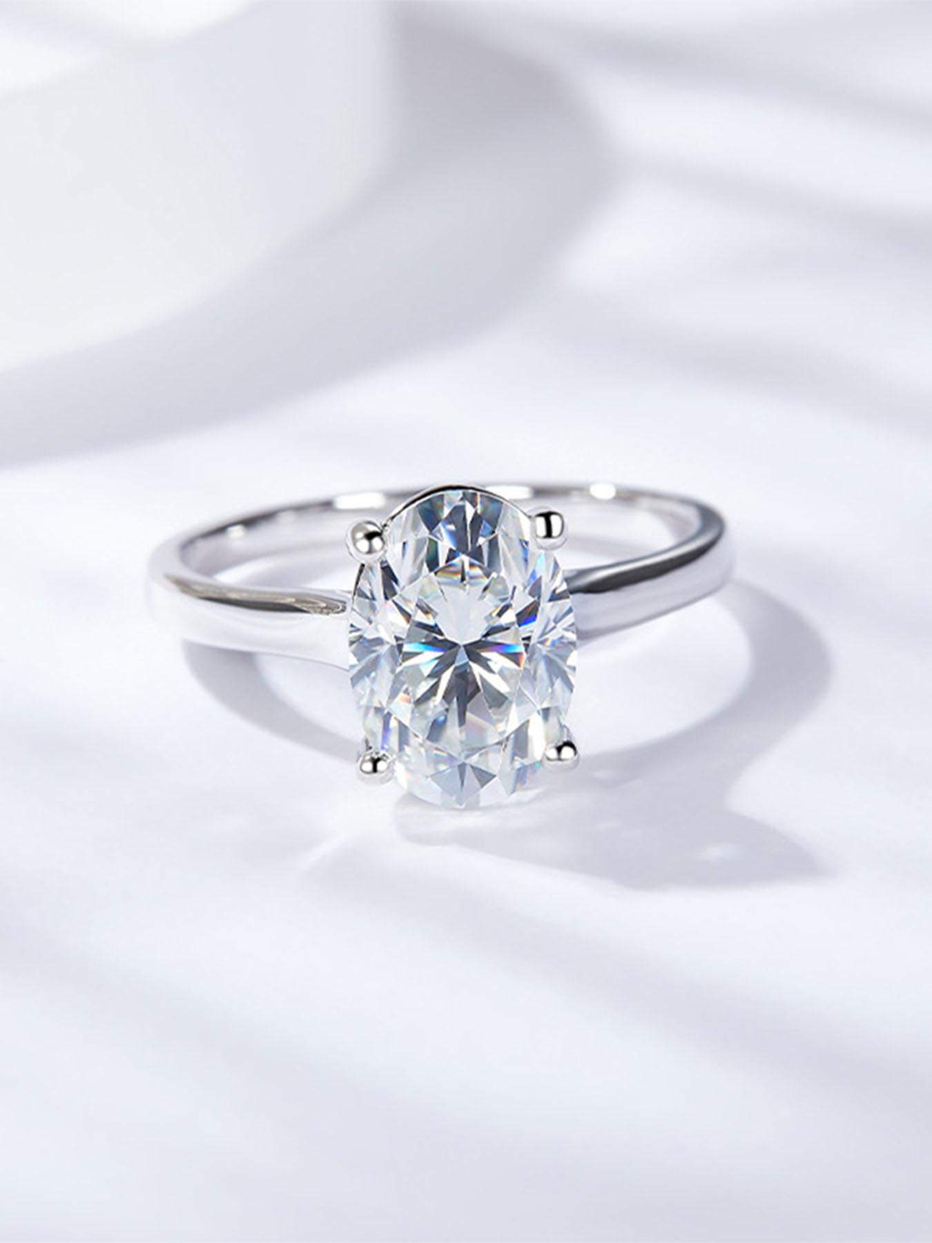 S925 Sterling Silver Synthetic Moissanite Ring, Oval Cut Ring, Engagement Ring, Wedding Jewelry, Fashion Jewelry Accessories for Women