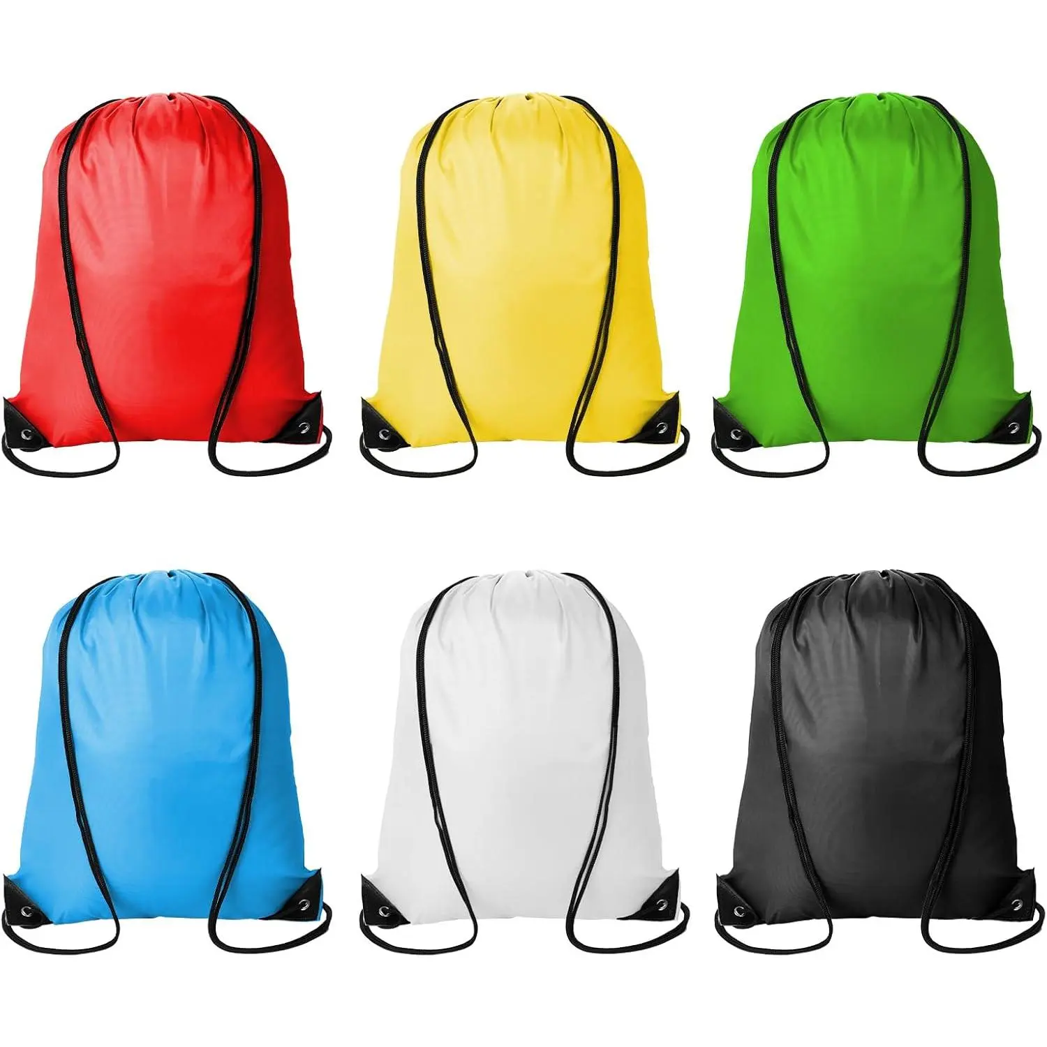 6Pcs Drawstring Backpacks Bulk String Bag Cinch Sack Pack Storage Knapsack Polyester Gift Bags Sports Drawstring Bags for Trip Gym Party Bags(6 Colors)