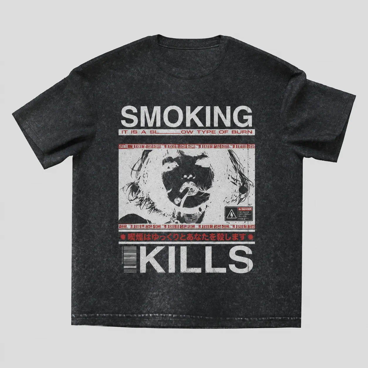 Smoking Kills T Shirt for Men Women Retro Manga Graphic Tee Cotton Short Sleeve Shirt Vintage Anime Style Tee Health Warning Shirt Japanese Comic Inspired Top for Adults Teens Daily Wear Streetwear Casual Gift Clothing Outfit Graphic Apparel