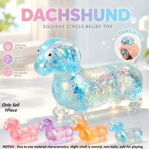 Cute Dachshund Squishy Toy, Animal Shaped Squeeze Stress Relief Toy, Kawaii Sticky Fidget Toy, Creative Birthday & Valentine's Day Gift for Kids, Boys & Girls, Squishy Animals