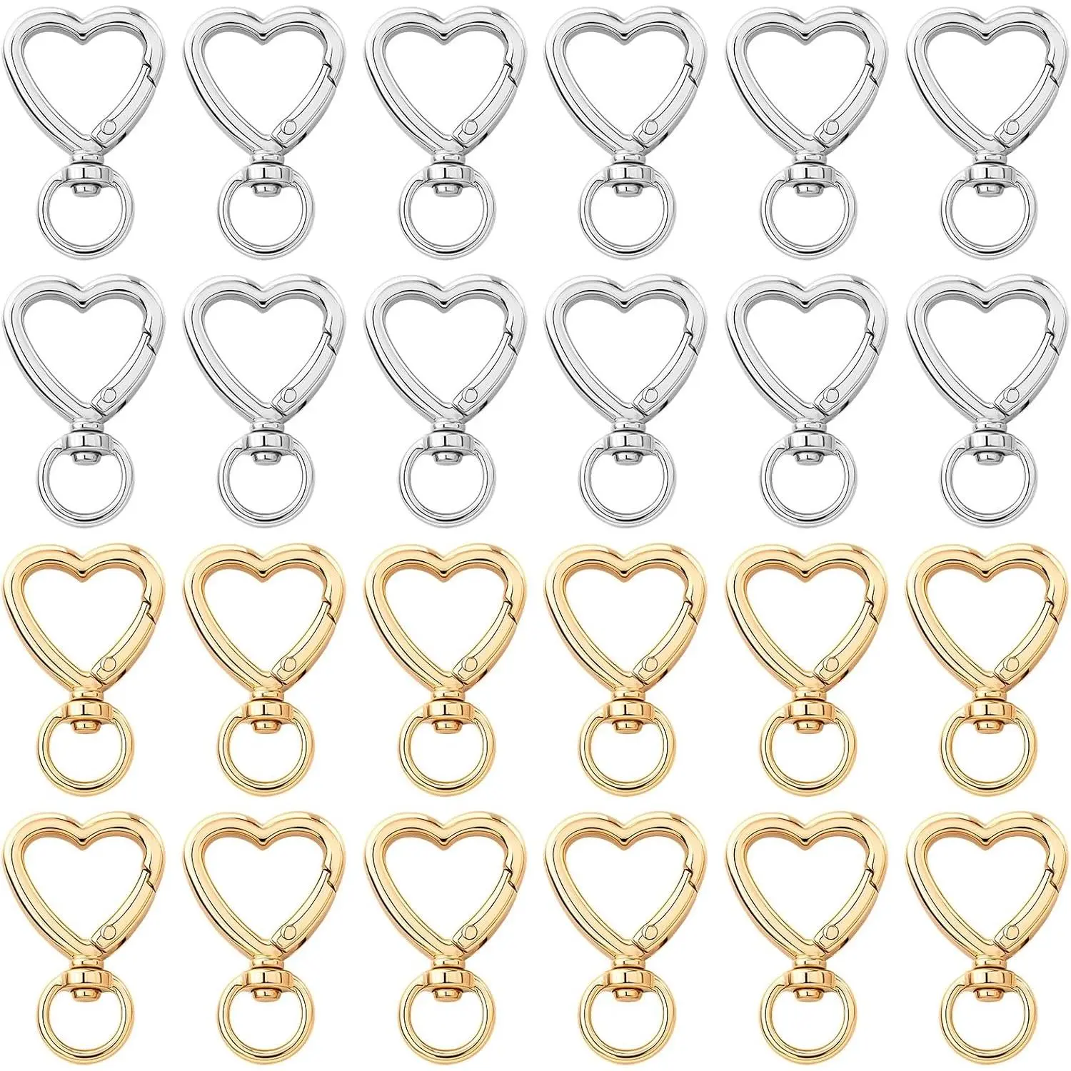 Heart  Clip with Swivel Clasps Hooks Cute  Heart Shaped Carabiner Clasp Zinc Alloy Snap  Hook Backpack Clips for Handbag DIY Making  Buckle