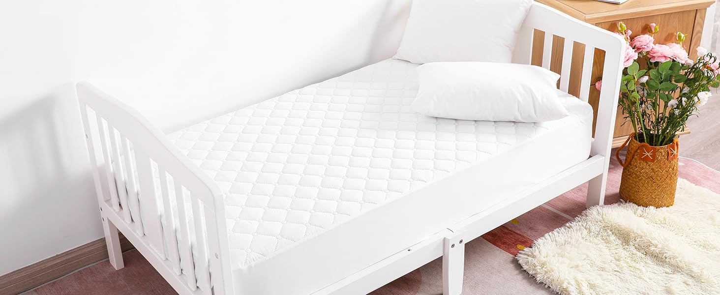 2 Pack Waterproof Crib Mattress Protector, Quilted 28"x52" Toddler Fitted Sheet - Machine Washable - Soft and Breathable Mattress Pad Cover for Crib, Nursery, Daycare, Cot, Black