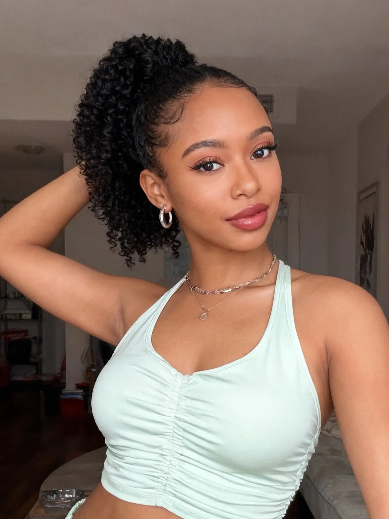 Fluffy Afro Kinky Curly Drawstring Ponytail Extensions 14 Inch Premium Synthetic Hair Ponytail Easy Install Natural Look Summer Daily Wear Hair Extension for Black Women