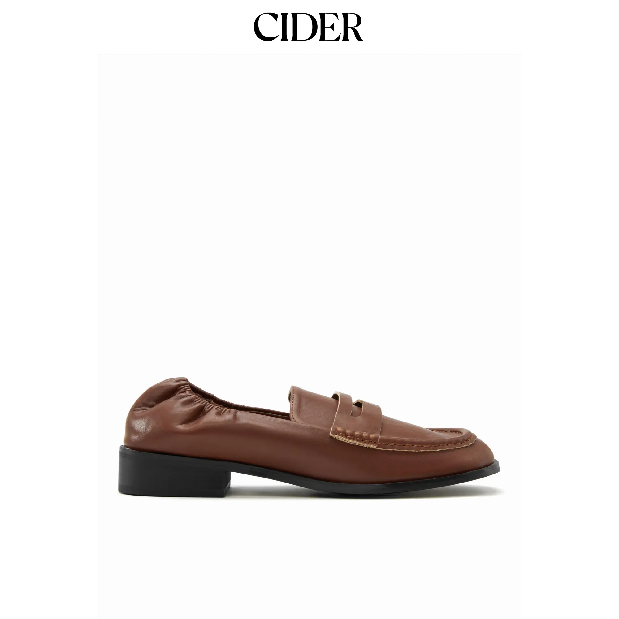 Cider RUCHED CHUNKY HEEL LOAFERS SohoChic