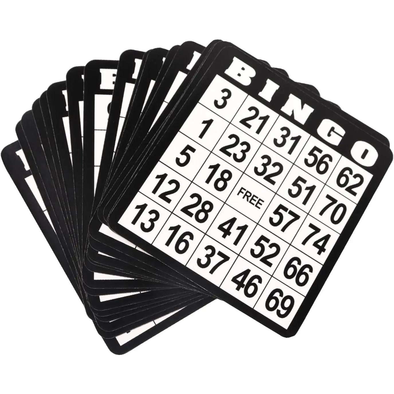 Bingo Game Cards with Easy-Read Numbers, 18 Reusable Paper Bingo Sheets Set