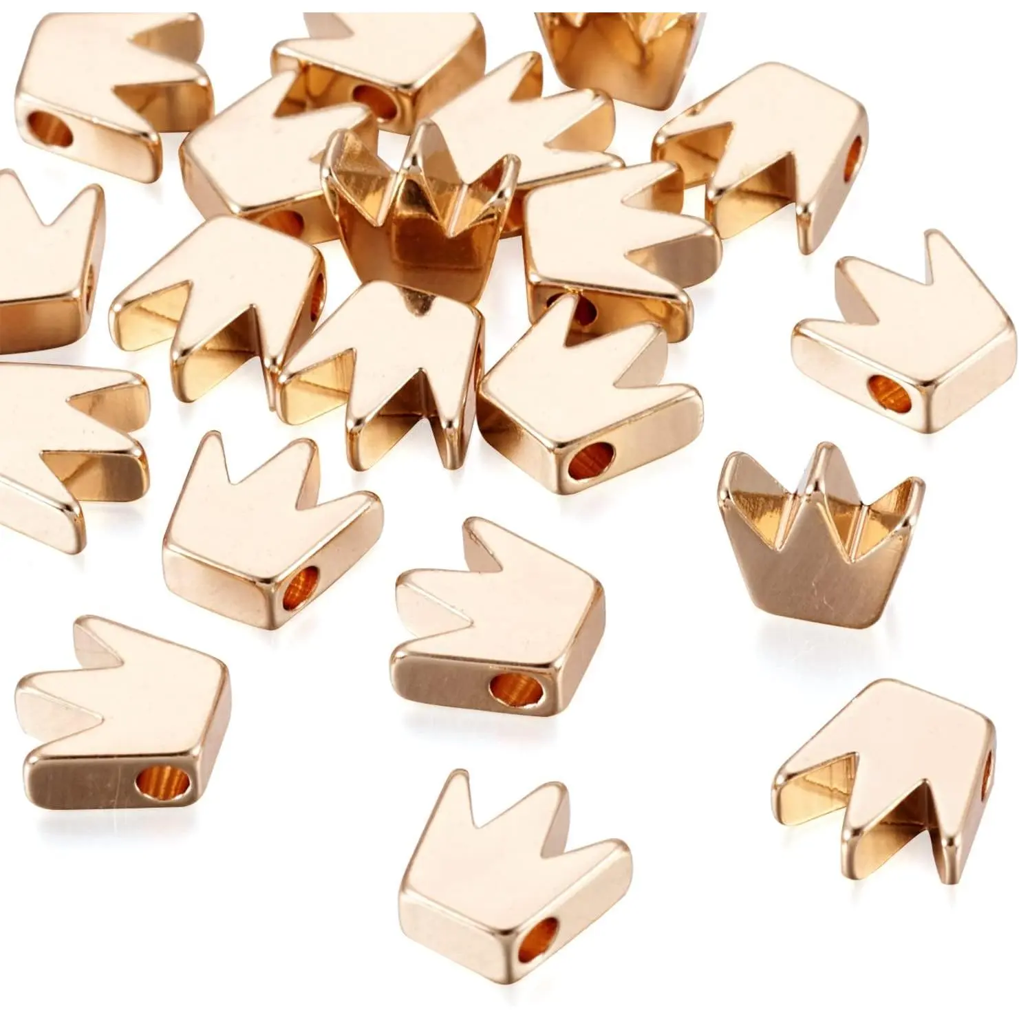 20 count 18K    Crown Spacer Beads 8x8mm Metal  Loose Beads for  Making Hole: 1.5mm