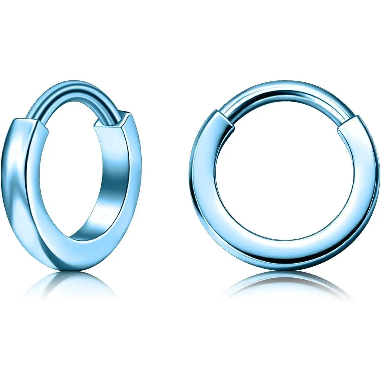 Titanium Huggie Hoop Earings 16G - Implant Grade ASTM F136 Clicker Earrings,  Clips & Water-Resistant,  , Slim or Chunky, 8mm & 10mm, 5 Colors, 1 Pair