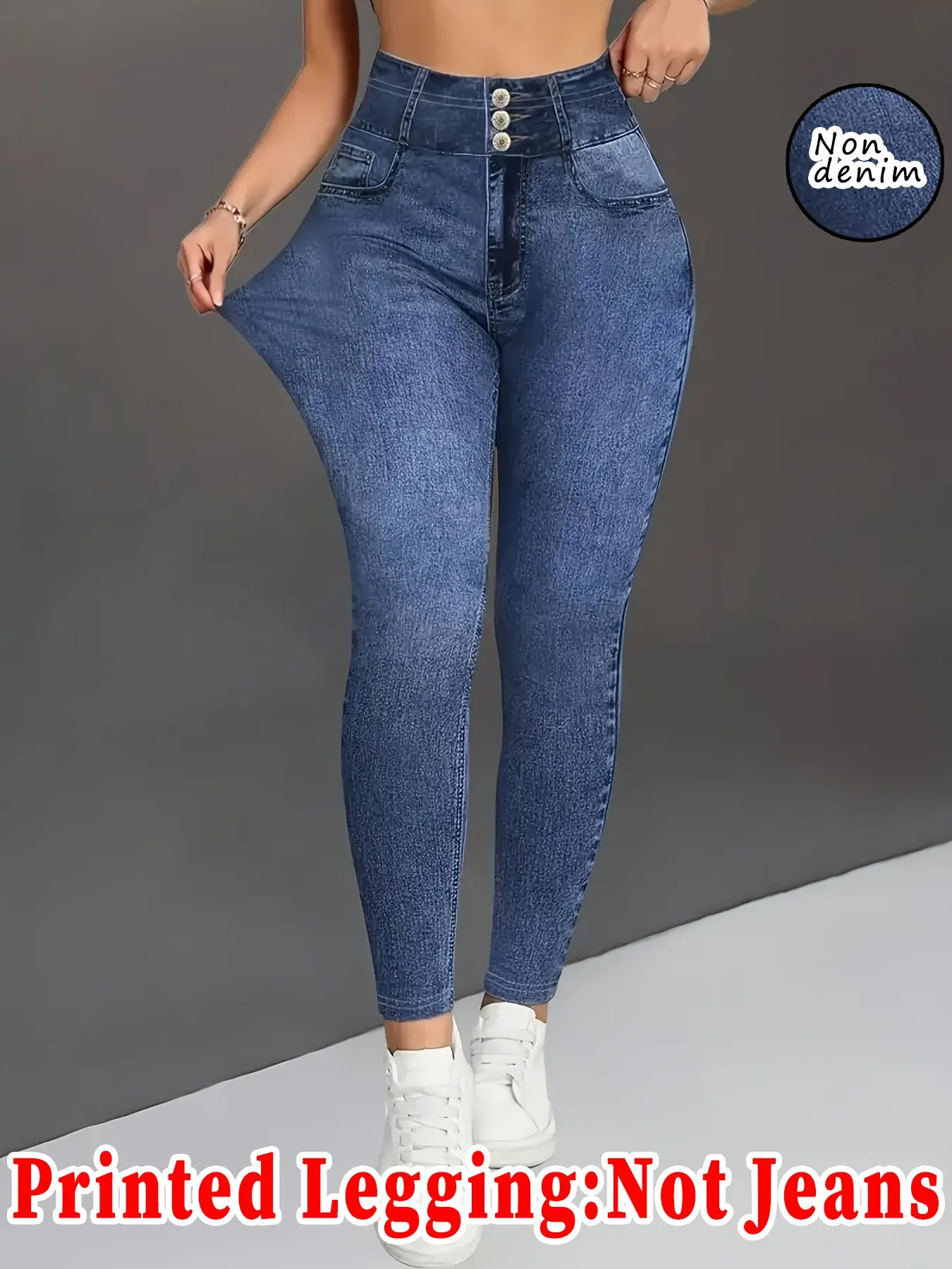 Women's Digital Denim Print Leggings, Fashion Casual Tight Fit Pants, Outdoor Sports Yoga Pants, Elastic Slim Fit, All Seasons