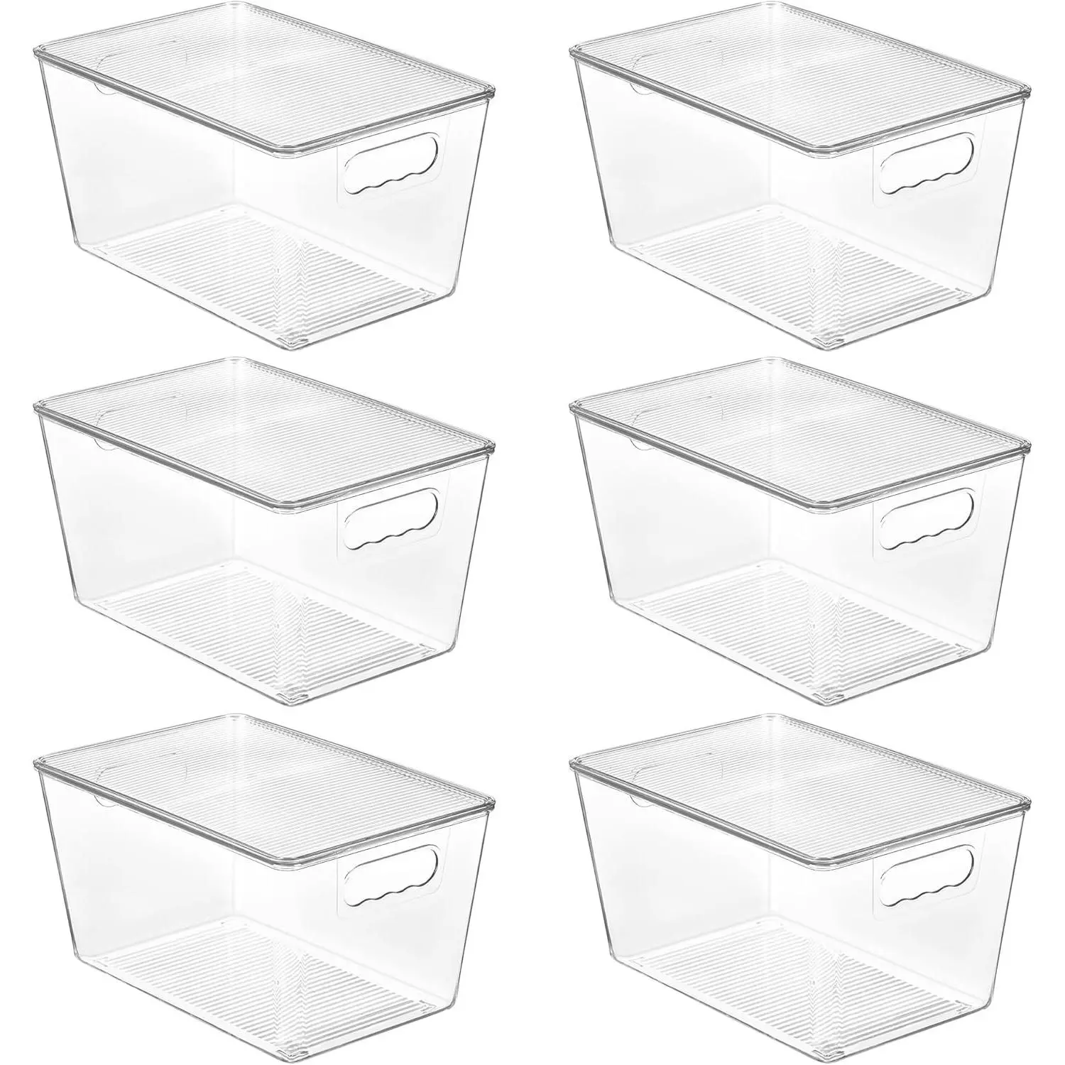 6 Pack Clear Stackable Storage Bins with Lids, Large Plastic Containers with Handle for Pantry Organizer and Storage,Perfect for Bathroom,Cabinet,Kitchen,Fridge,Closet Organization