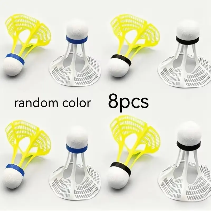 8-Pack Random Color Wind-Resistant Badminton Shuttlecocks, Nylon Material, Durable for Outdoor Practice, Ideal for Sports Training