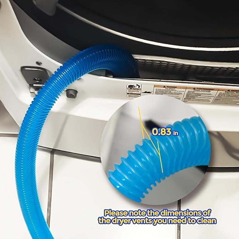 2-Piece Dryer Vent Cleaner Kit – Universal Vacuum Hose Attachment with Stretch Connector, Lint Brush and Flexible Tube, Compatible with All Vacuums, Quick Lint Remover Cleaning Tool – Blue