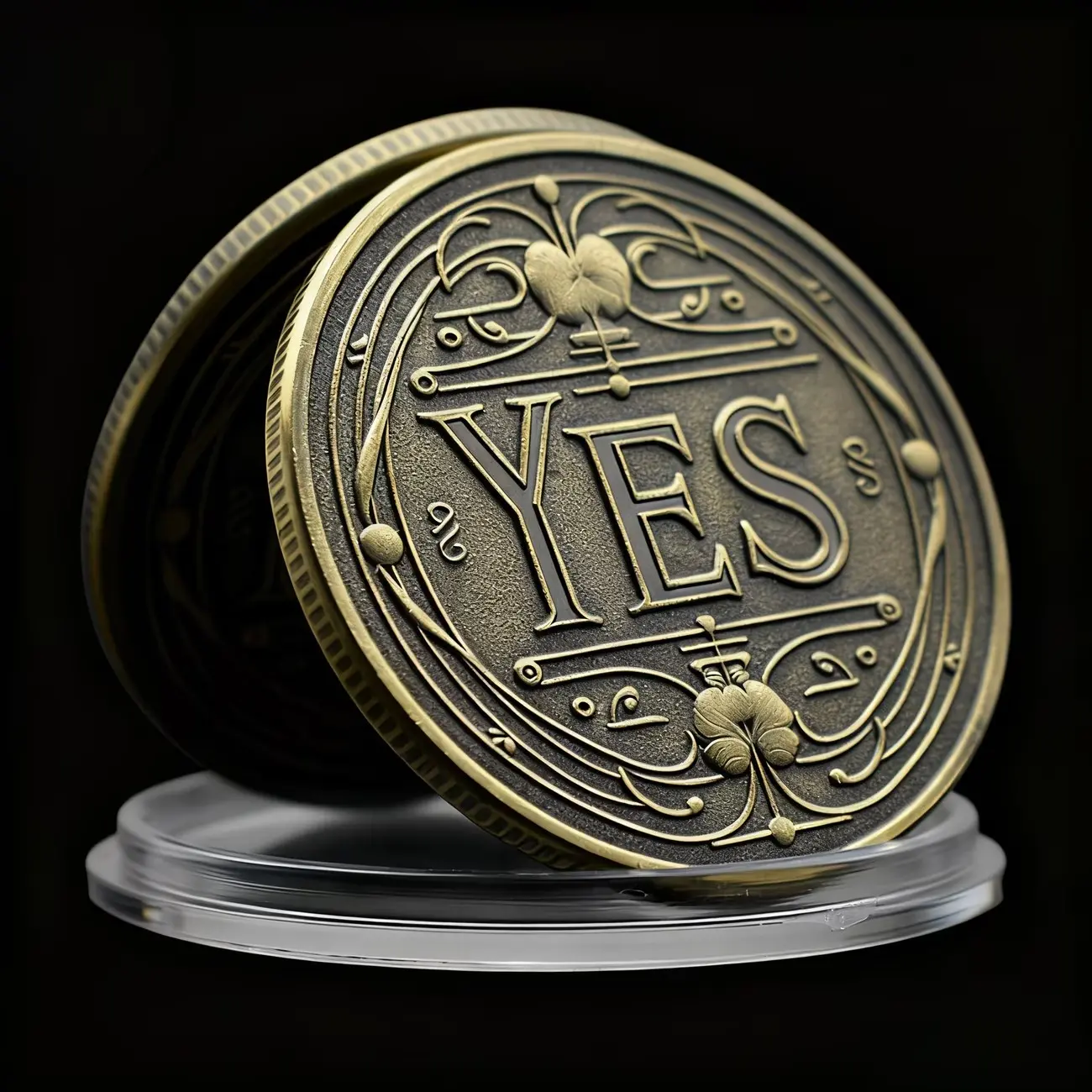 2 Vintage Metal Yes/no Decision Coins, Party Gifts, Collectible Souvenirs, Lucky Selector with Yes/no Results, Prank Item