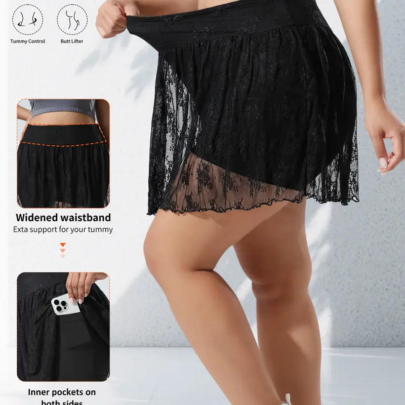 Women's Y2K Style Mini Going out Skirt with, Chic Elegant Contrast Lace A-Line Plain Daily Wear for Fall