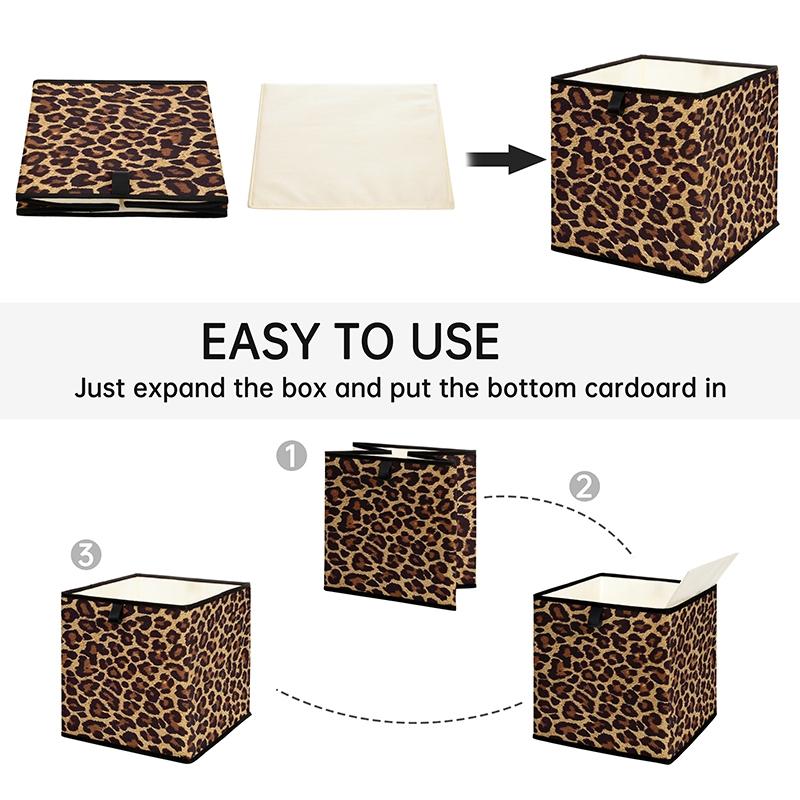 Leopard Print Open Storage Box, Stackable Drawer Organizer, Durable Multi-Functional Design for Home Dorm Room Organization, Home Organization Solution, Leopard Pattern