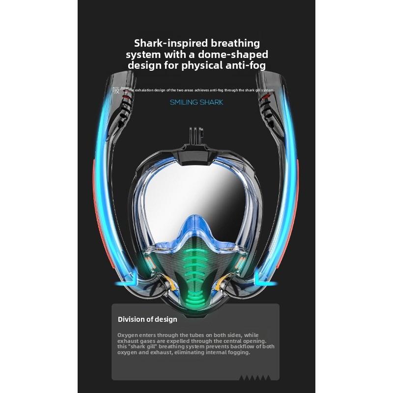 Double tube snorkeling goggles Mask Full dry diving equipment Adult diving rebreather Swimming mask  stealth snorkel