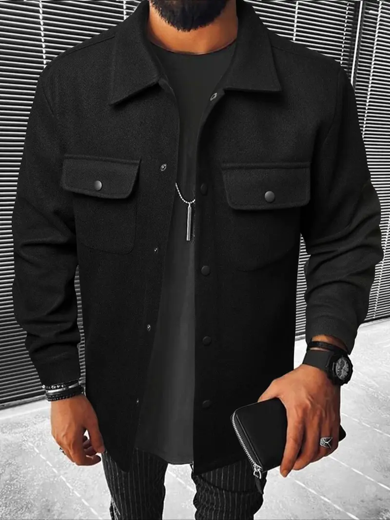 Men's button-front collared pocket jacket