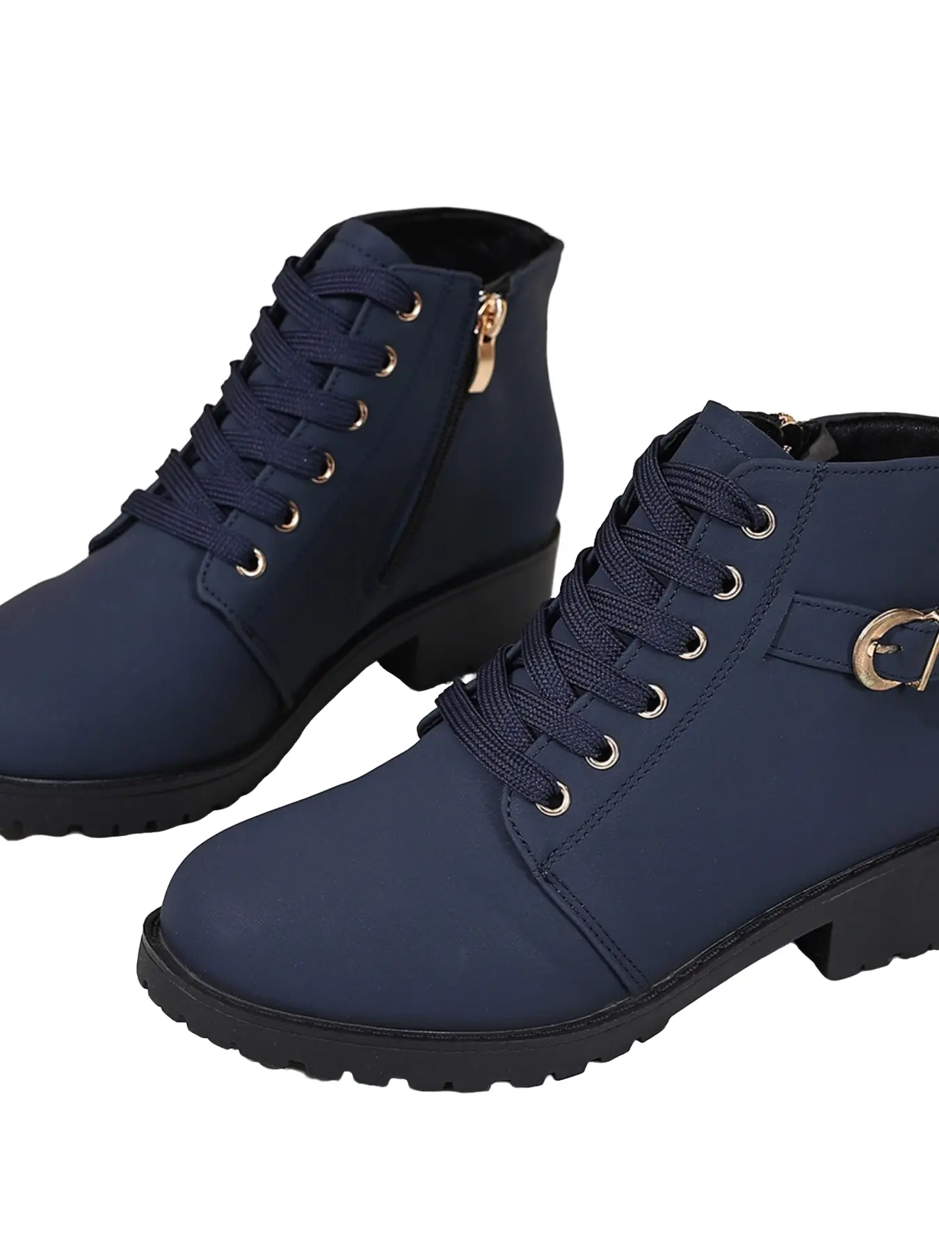 Women's Motorcycle Short Boots, Buckle Low Heel Anti-Slip Commuter Shoes, Elegant Design for Daily Wear, Low Heeled Boots, Comfortable & Stylish Footwear