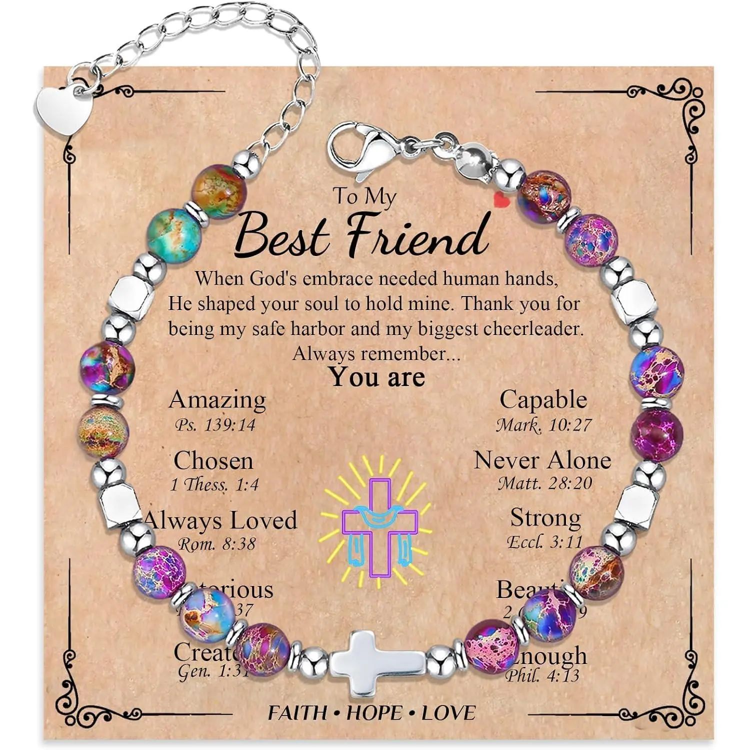 Bracelet for Women Girls, Christian Gifts for Daughter Granddaughter Sister In Christ  Niece, Baptism Confirmation First Communion Gifts for Girls