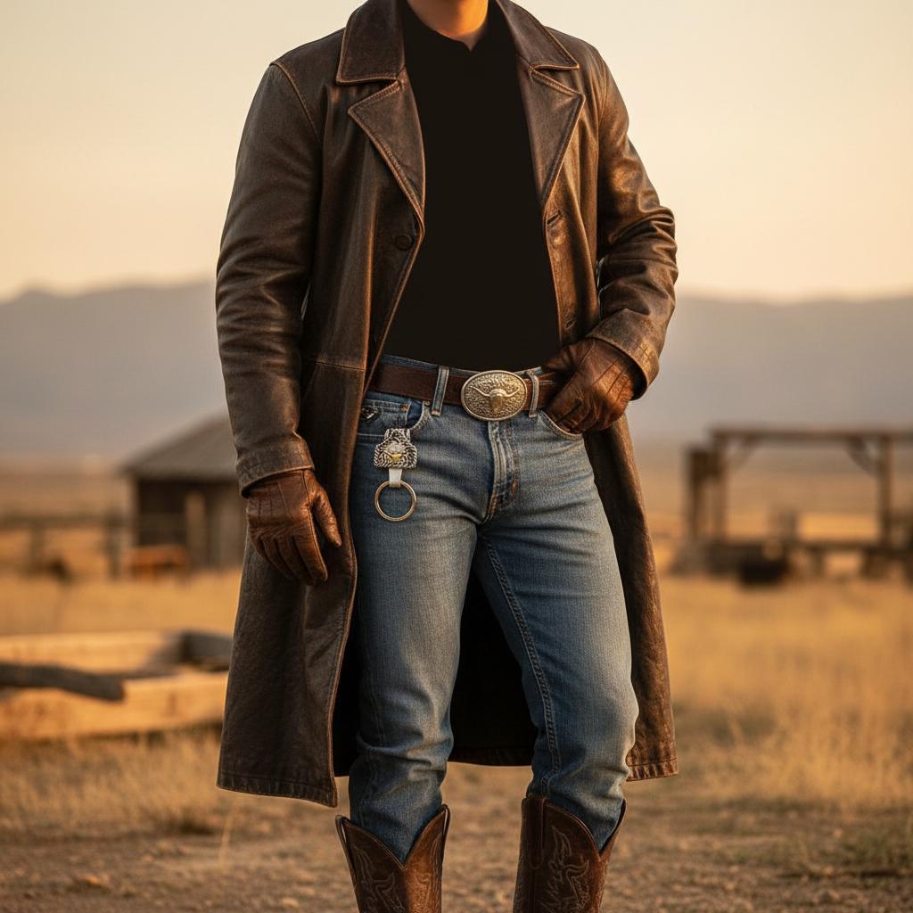 Handmade Cow Tag Belt Key Holder with Copper Initial – Custom Western Keychain, Texas-Inspired Fashion Accessory for Bags, Keys & Gifts perfect family men jewelry