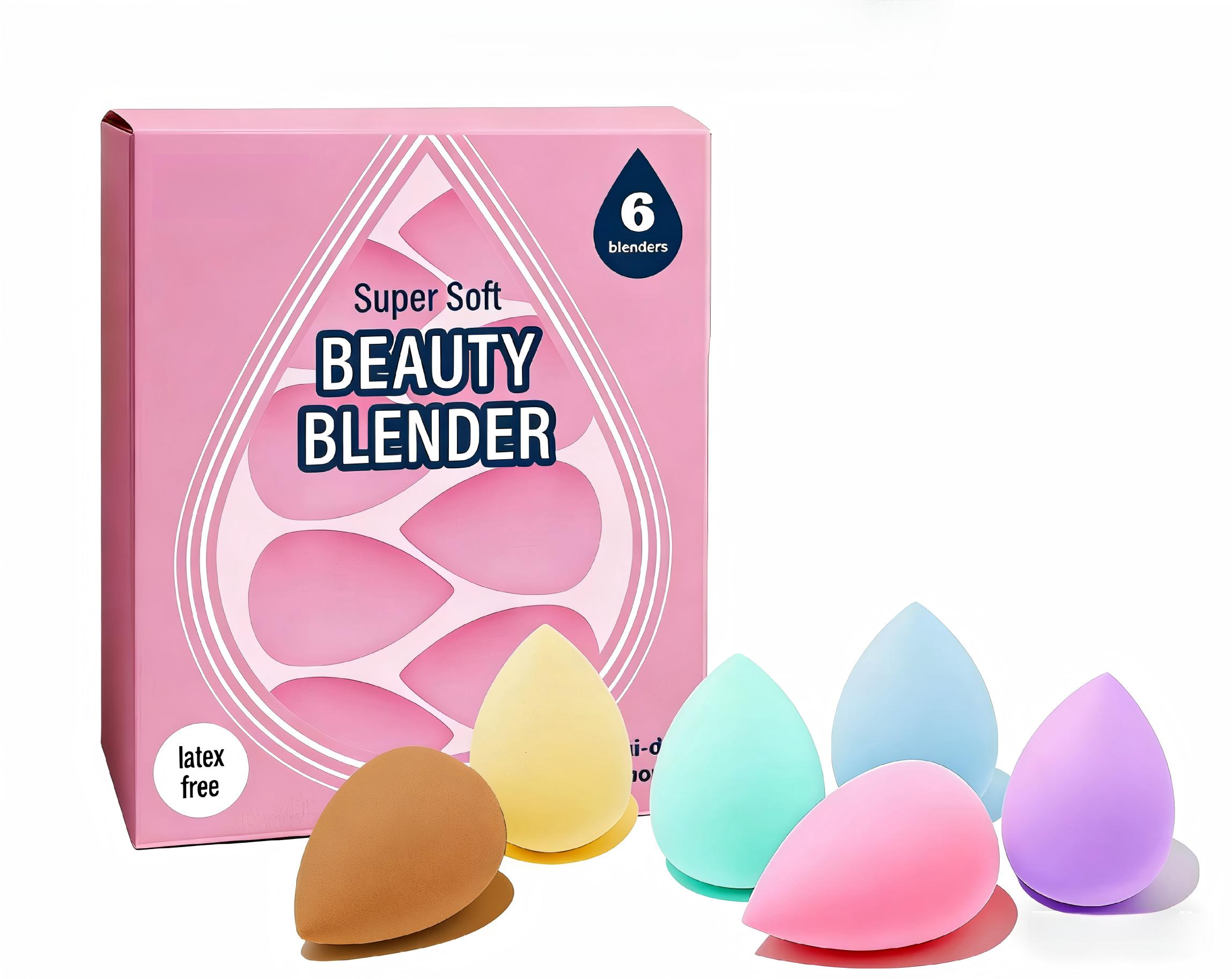 6-piece set of teardrop-shaped makeup sponges,for powder, cream and liquid, super soft wonder beauty cosmetic