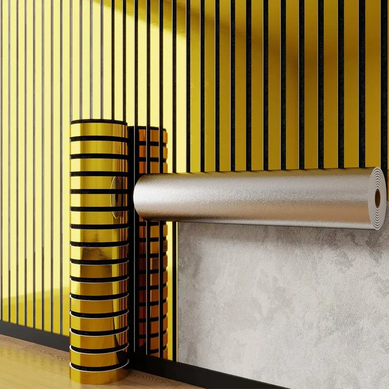 Self-Adhesive Metal Vertical Groove Wall Sticker, Waterproof Mirror Finish, Silver/, DIY Home Decor, Renters Friendly, 2.0mm Thick, 40cm X 3m