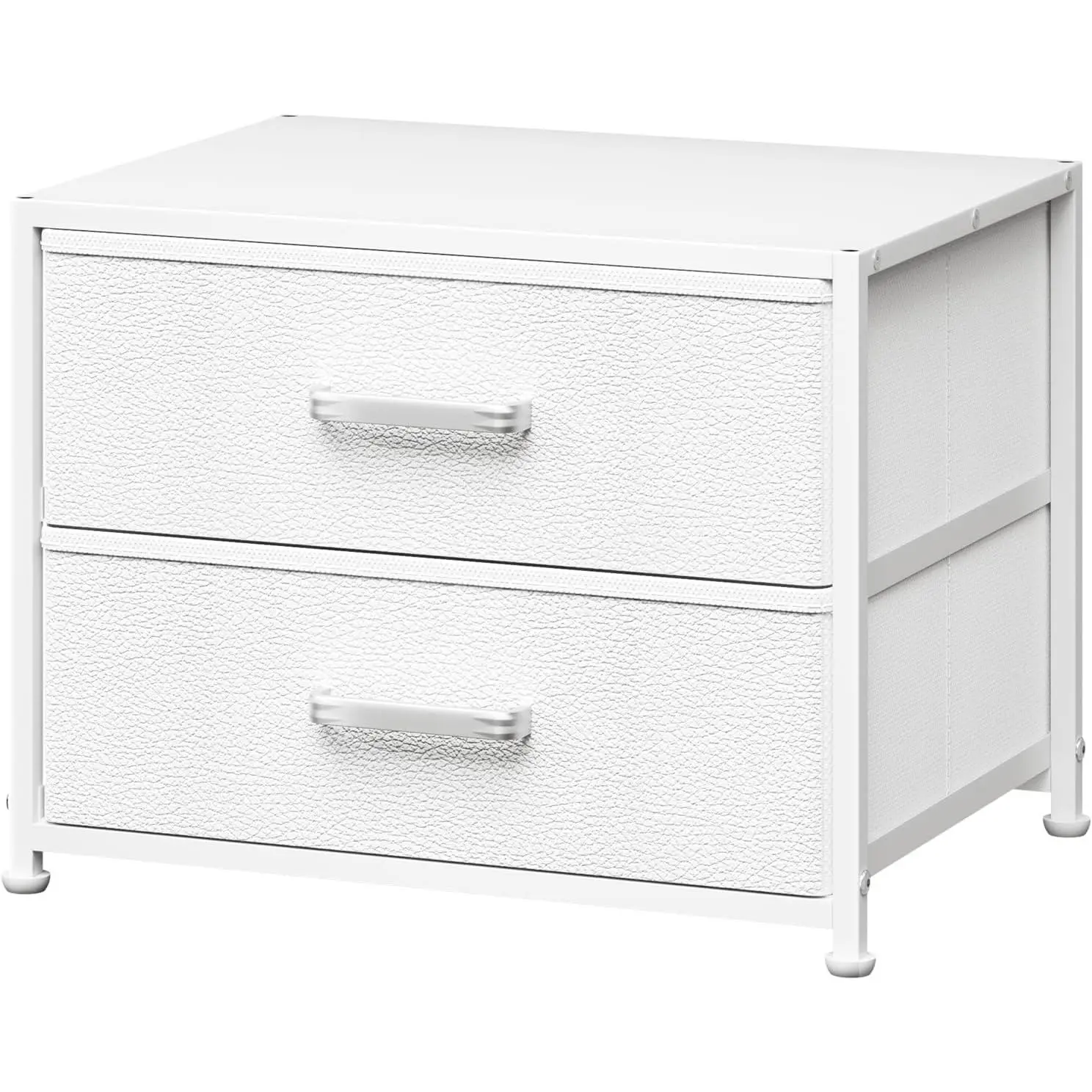 Dresser for Bedroom - Stackable Storage Drawers for Clothes with 2 Drawers, Small Dresser for Closet Storage, Fabric Storage Tower Organizer Unit for Living Room, Entryway, Office(White)
