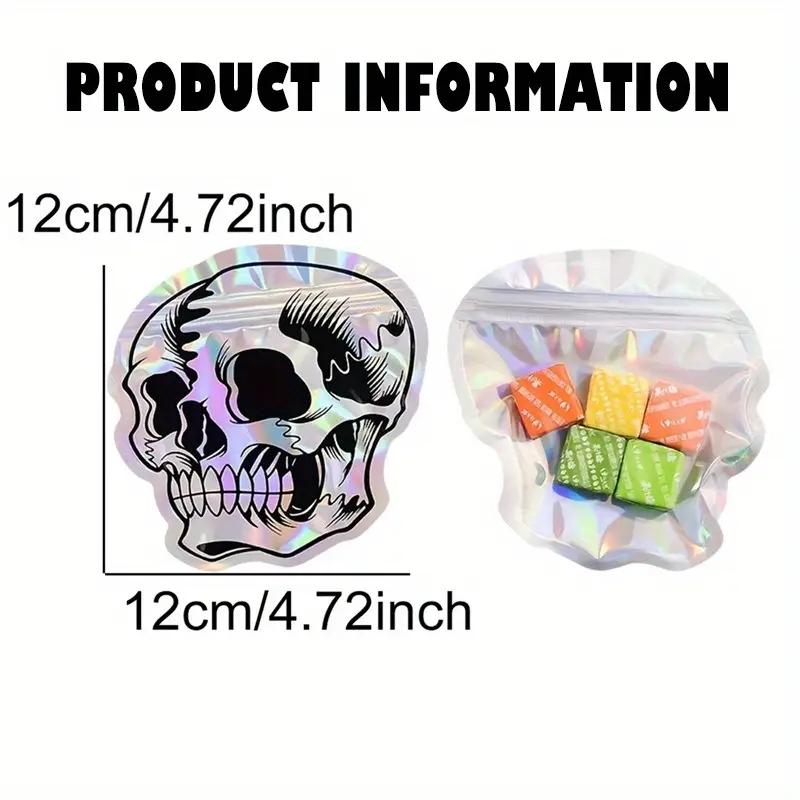 Halloween Gift Bags Set of 10, Self-Sealing Skull Candy Bags, Unique Shiny Laser Design, Perfect for Halloween Parties, Party Favors & Gifts