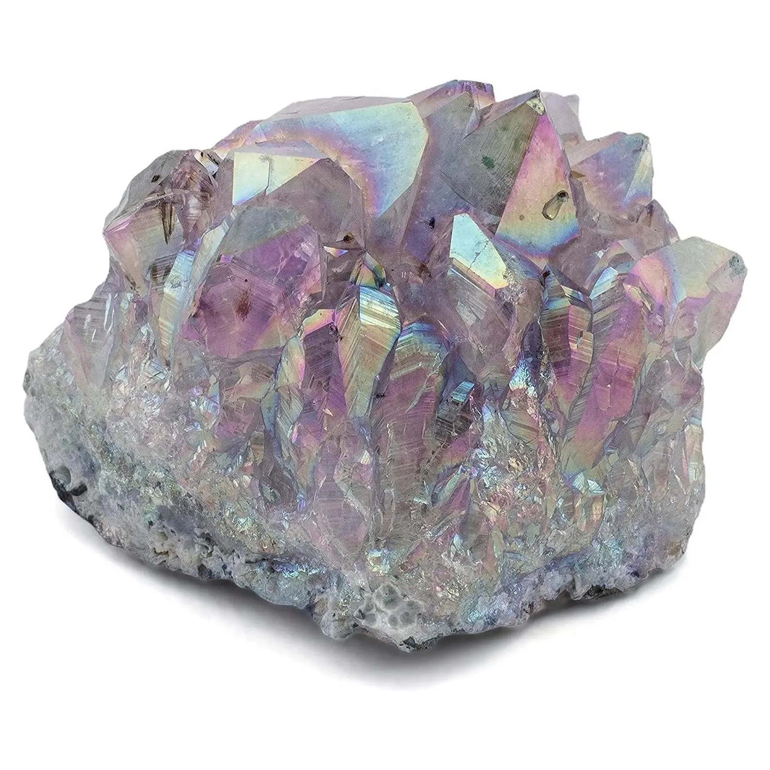 Angel Aura Amethyst Geode – Titanium-Bonded High-Energy Crystal for Reiki, Wicca, Crystal Decor & Metaphysical Gifts – Natural Healing StonesGift