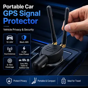 Portable Car GPS Signal Protector for Vehicle Privacy & Security, 12–24V Black ABS Dual-Antenna Travel Accessory, 0.3W Low-Power Design with 5–15m Coverage for Cars, RVs, Indoor & Outdoor Use