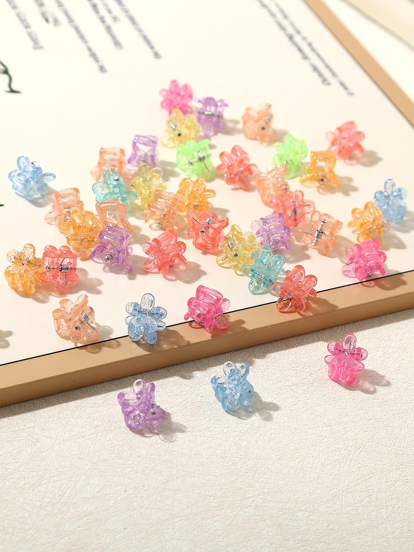 Cute Butterfly & Flower Shaped Mini Hair Claws, 50pcs Colorful Elegant Hair Claws, Fashion All-match Kawaii Hair Accessories for Women & Girls, Super Cute Clips
