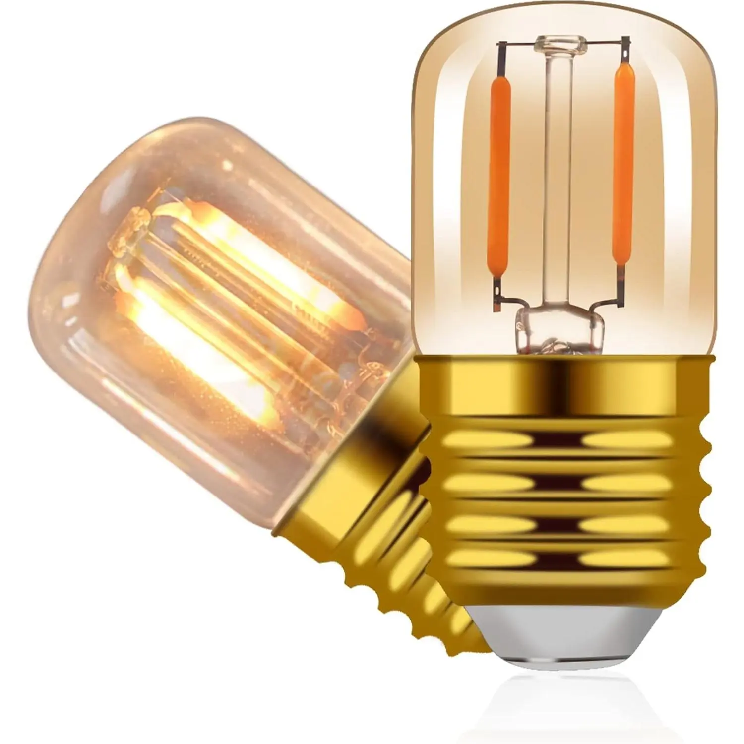 E26 LED Amber Night Light Bulbs 1W, T28 Mini Edison Tube Lamp 2200K Warm, 10W Incandescnet Equivalent,Non-Dimmable Replacement Decorative Bulb Oven Bulb 2 PackGift.