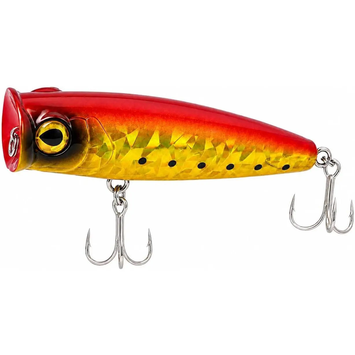Topwater Popper Fishing Lure, 4in 0.81oz ABS Floating Saltwater  with BKK 3X #4 Treble Hooks, Foil-Stamped Finish for Inshore Striped Bass Redfish Snook Tarpon